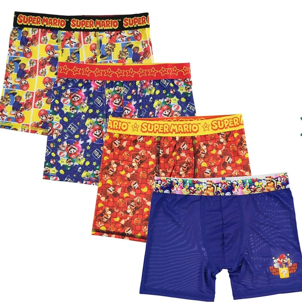 Nintendo boys Super Mario Bros Four Pack Athletic Boxer Briefs Underwear